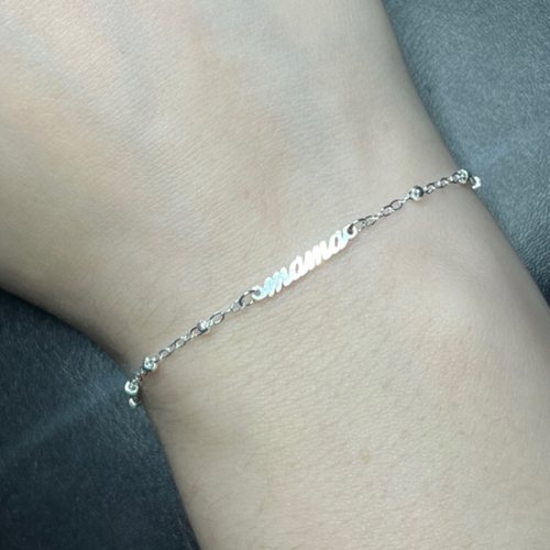 Sterling silver satellite chain with a mama connector