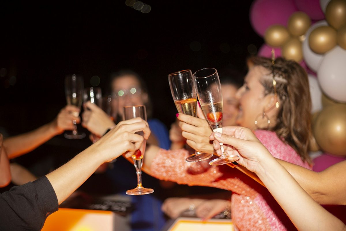 Friends celebrating with a toast